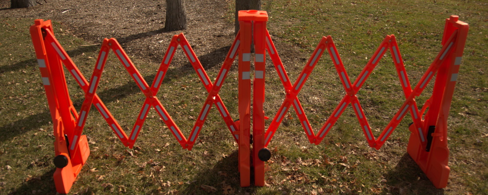 Connect 2 Multi-Gate Expandable Barricades, with barricade flasher compatibility